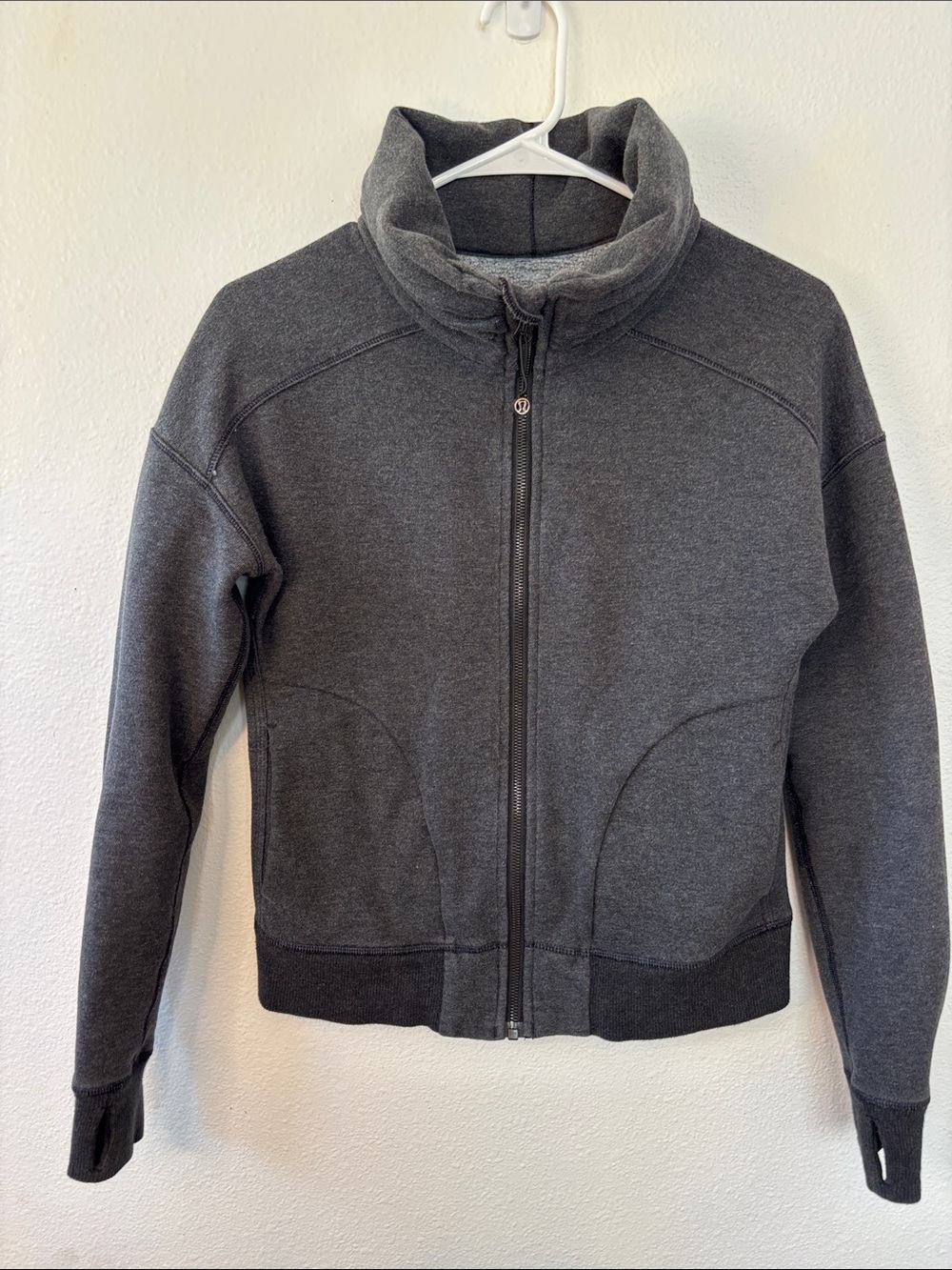 lululemon athletica Dark Gray Full-Zip Funnel Neck Sweatshirt -541sku